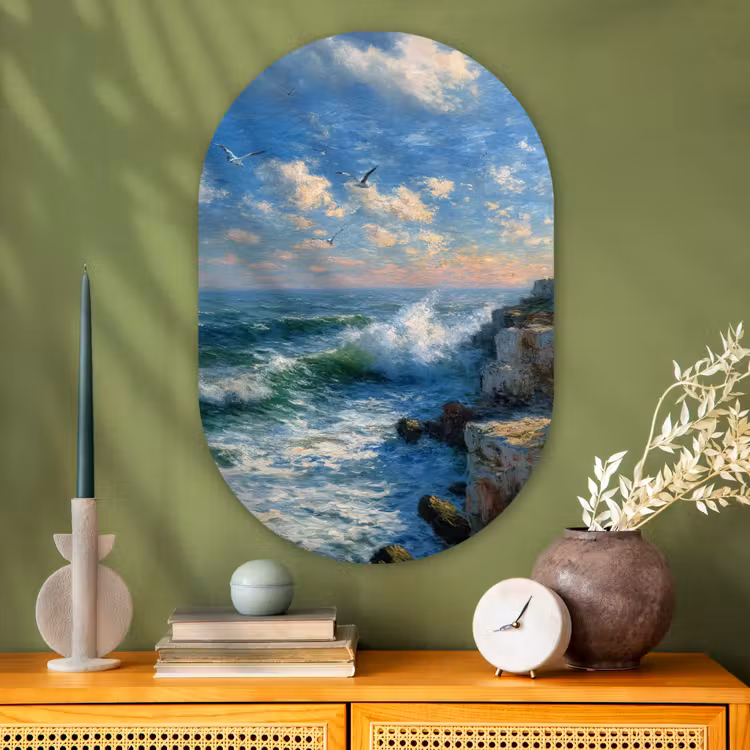 Wandoval Glas – Zee - Golven - Rotsen - Meeuwen — 2
