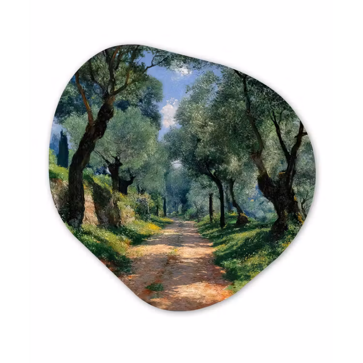 Organisch schilderij - Glas - Pad - Bomen - Schaduw - — 1