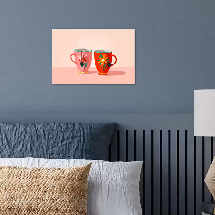 Poster – Theekopjes - Bloemmotieven - Roze - Theezakjes — 3