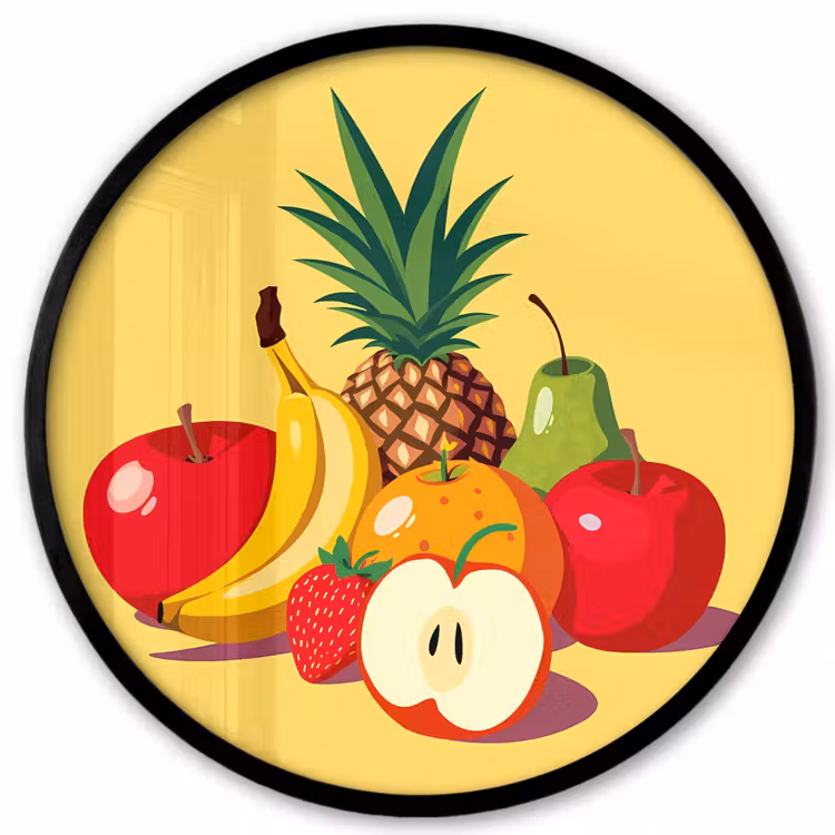 Ronde fotolijst - Fruit - Illustratie - Kleurrijk — 1