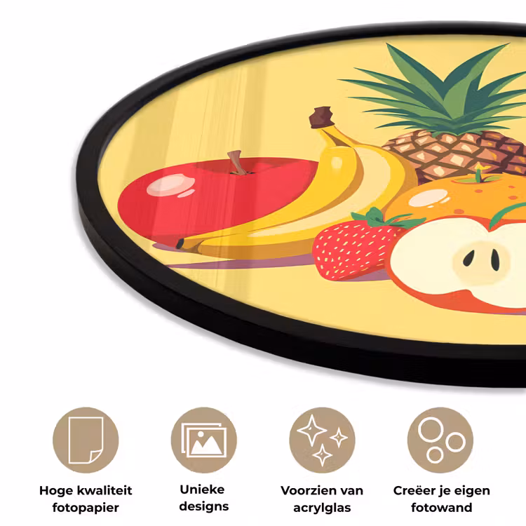 Ronde fotolijst - Fruit - Illustratie - Kleurrijk — 2