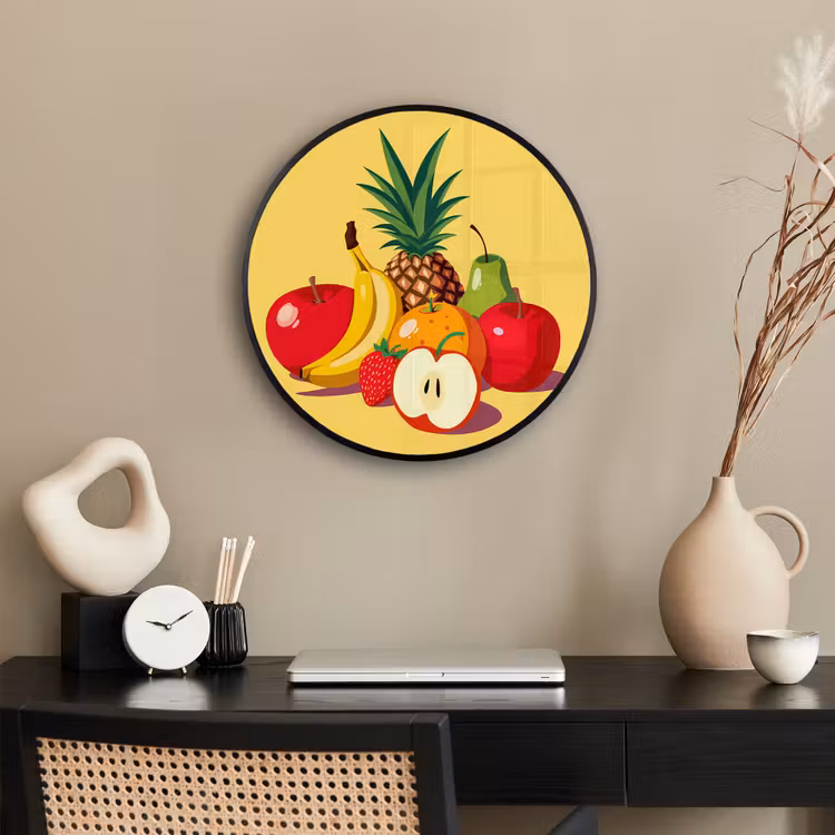Ronde fotolijst - Fruit - Illustratie - Kleurrijk — 3