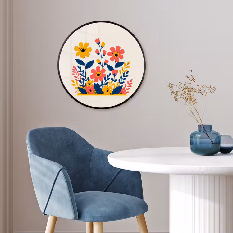 Ronde fotolijst - Illustratie - Bloemen - Bladeren - Roze — 4