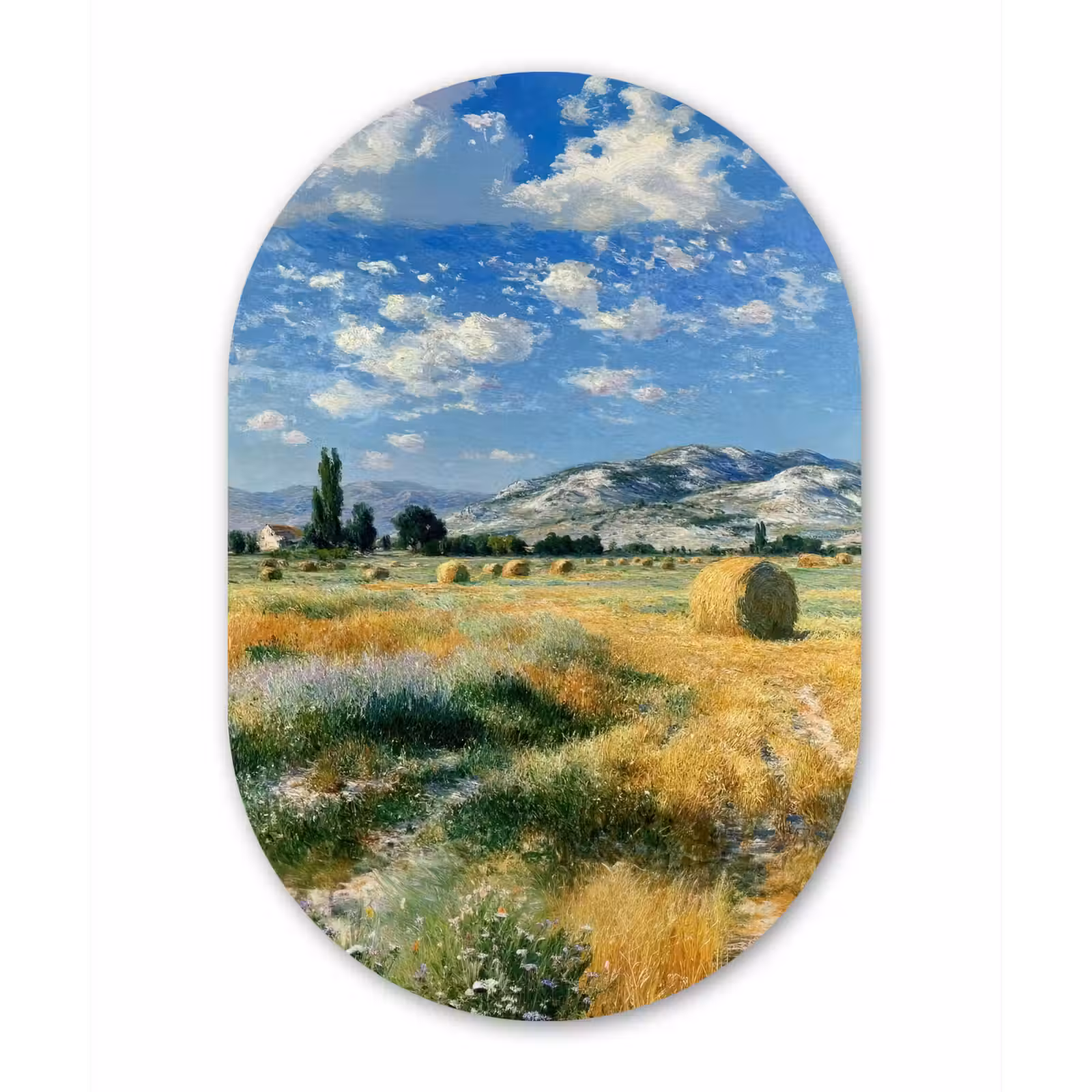 Wandoval Glas – Landschap - Strobalen - Bergen - Wolken — 1