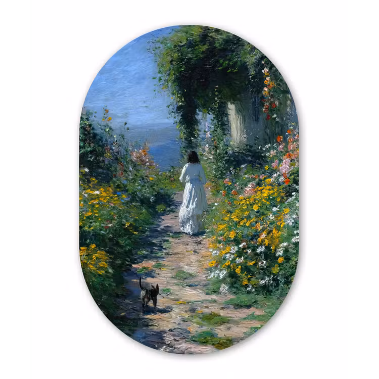 Wandoval Glas – Kat - Vrouw - Bloemen - Huis — 1