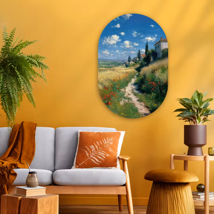 Wandoval Glas – Zandpad - Huis - Bomen - Grasveld — 3