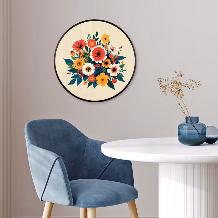 Ronde fotolijst - Boeket - Bladeren - Illustratie - Kleurrijk — 4