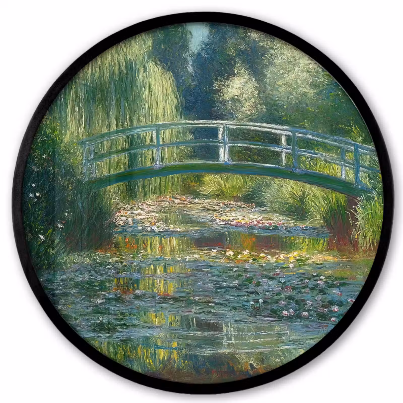 Fotolijst rond zonder passe partout - Brug - Hout - Vijver - Waterlelies — 1
