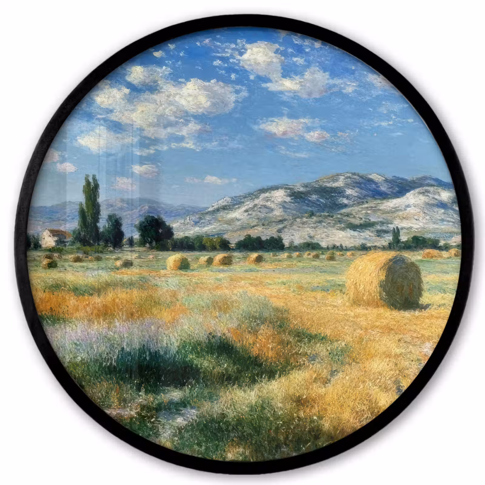 Fotolijst rond zonder passe partout - Landschap - Strobalen - Bergen - Wolken — 1