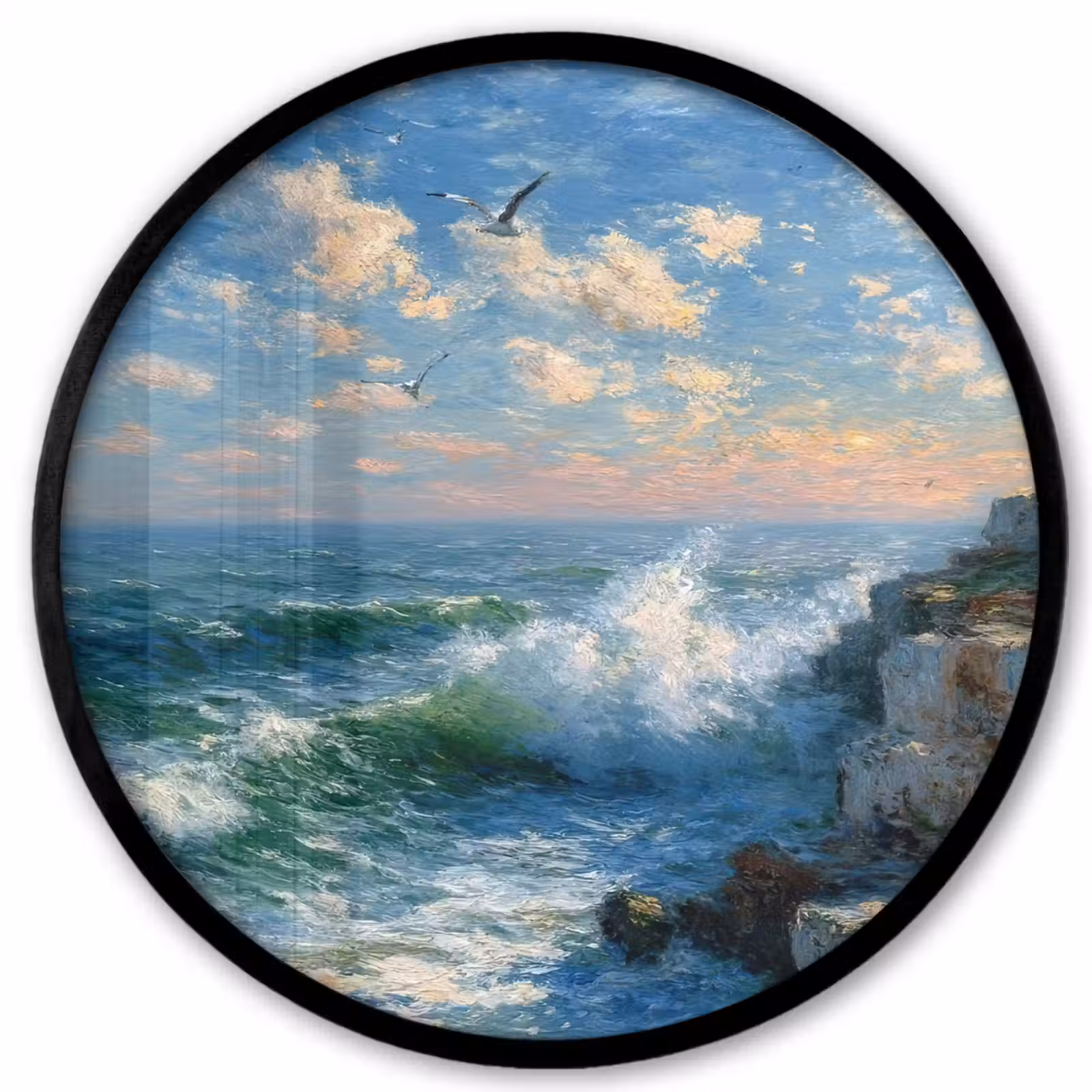 Fotolijst rond zonder passe partout - Zee - Golven - Rotsen - Meeuwen — 1