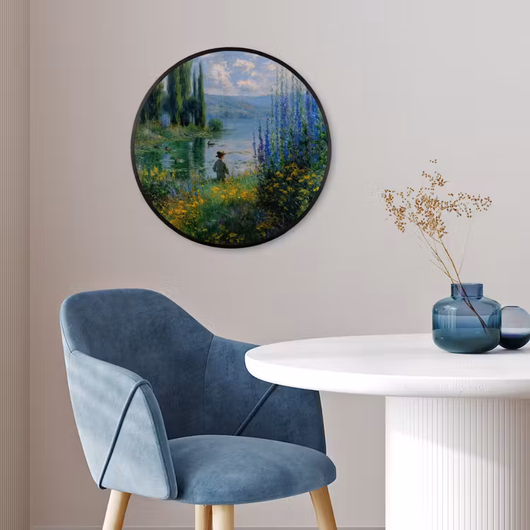 Fotolijst rond zonder passe partout - Bloemen - Meer - Bergen - Groen — 4