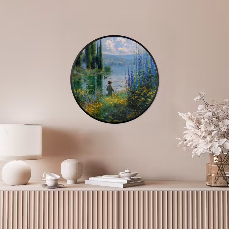 Fotolijst rond zonder passe partout - Bloemen - Meer - Bergen - Groen — 5
