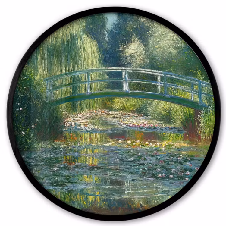 Fotolijst rond zonder passe partout - Brug - Hout - Vijver - Waterlelies — 1