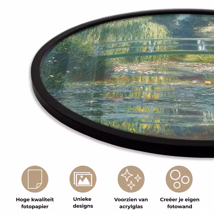 Fotolijst rond zonder passe partout - Brug - Hout - Vijver - Waterlelies — 2