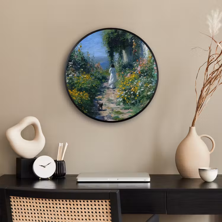 Fotolijst rond zonder passe partout - Kat - Vrouw - Bloemen - Huis — 3