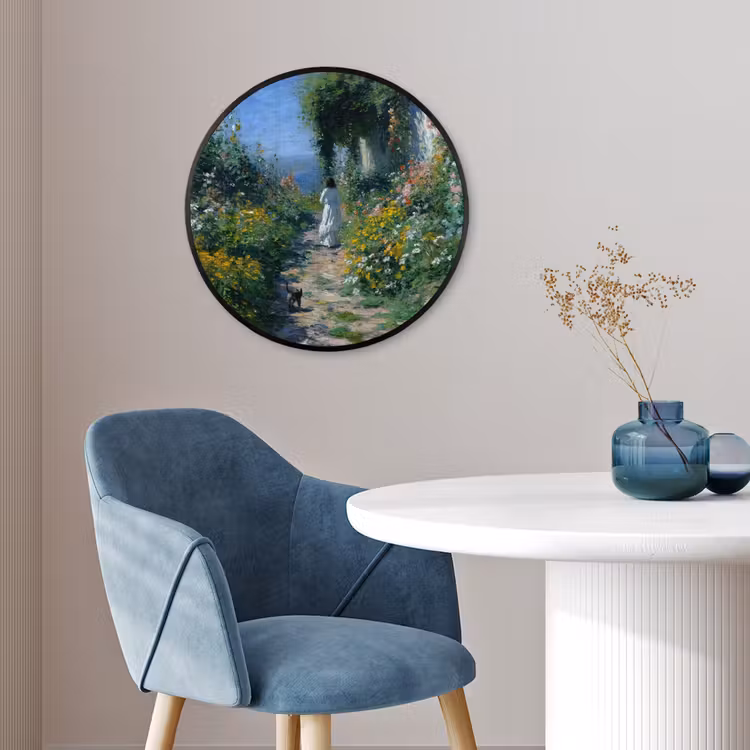 Fotolijst rond zonder passe partout - Kat - Vrouw - Bloemen - Huis — 4
