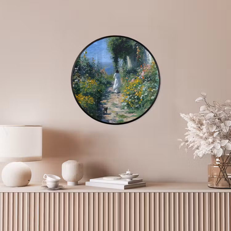 Fotolijst rond zonder passe partout - Kat - Vrouw - Bloemen - Huis — 5