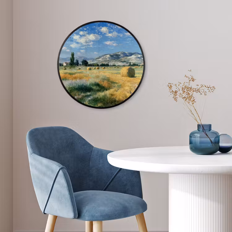 Fotolijst rond zonder passe partout - Landschap - Strobalen - Bergen - Wolken — 4