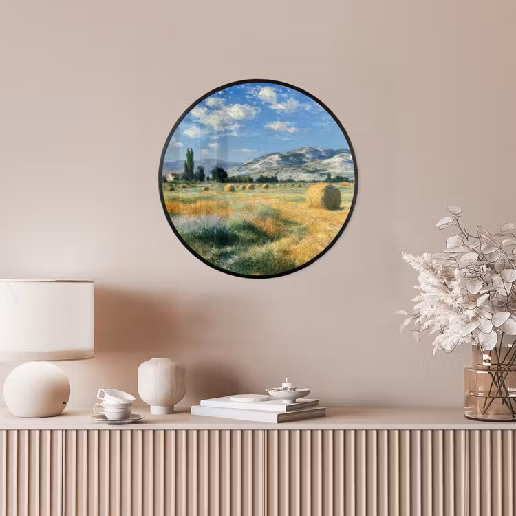 Fotolijst rond zonder passe partout - Landschap - Strobalen - Bergen - Wolken — 5