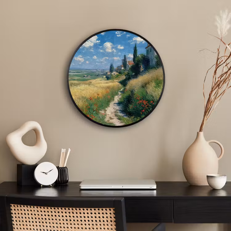 Fotolijst rond zonder passe partout - Zandpad - Huis - Bomen - Grasveld — 3