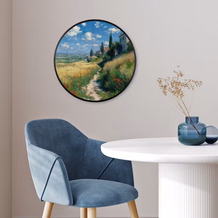 Fotolijst rond zonder passe partout - Zandpad - Huis - Bomen - Grasveld — 4