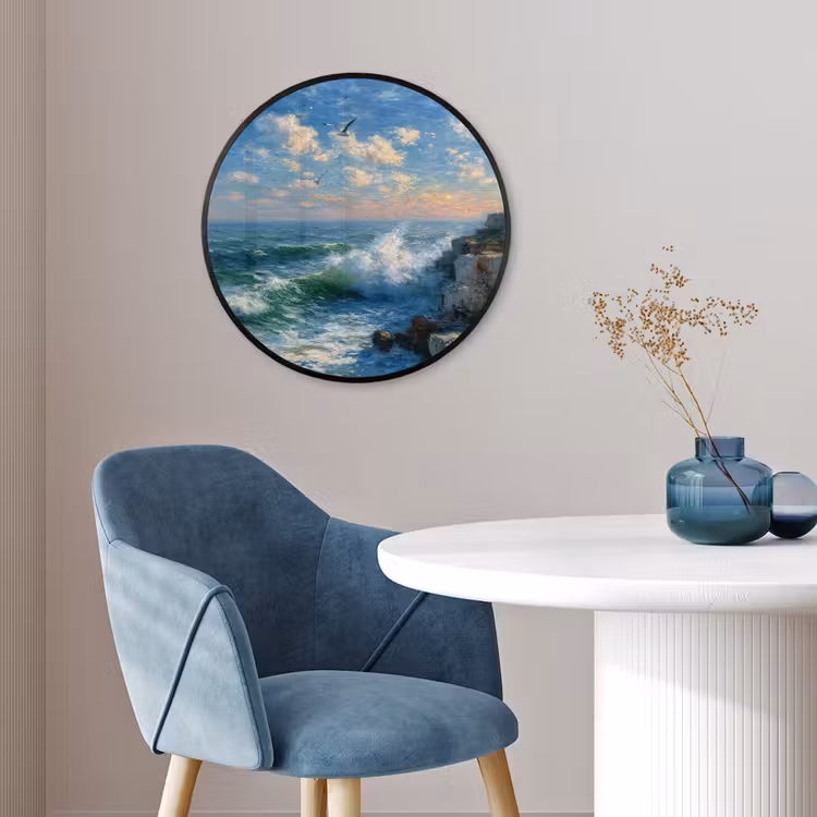 Fotolijst rond zonder passe partout - Zee - Golven - Rotsen - Meeuwen — 4