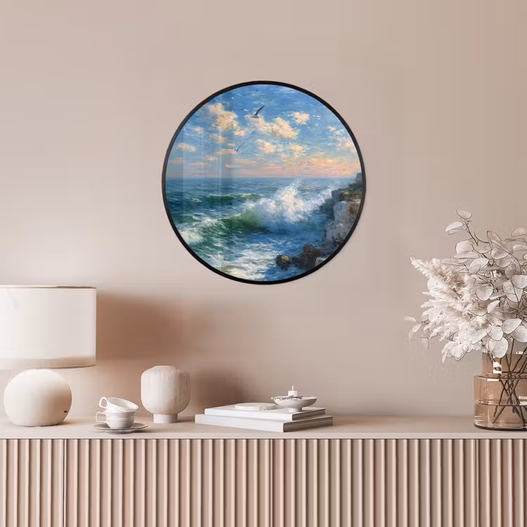 Fotolijst rond zonder passe partout - Zee - Golven - Rotsen - Meeuwen — 5