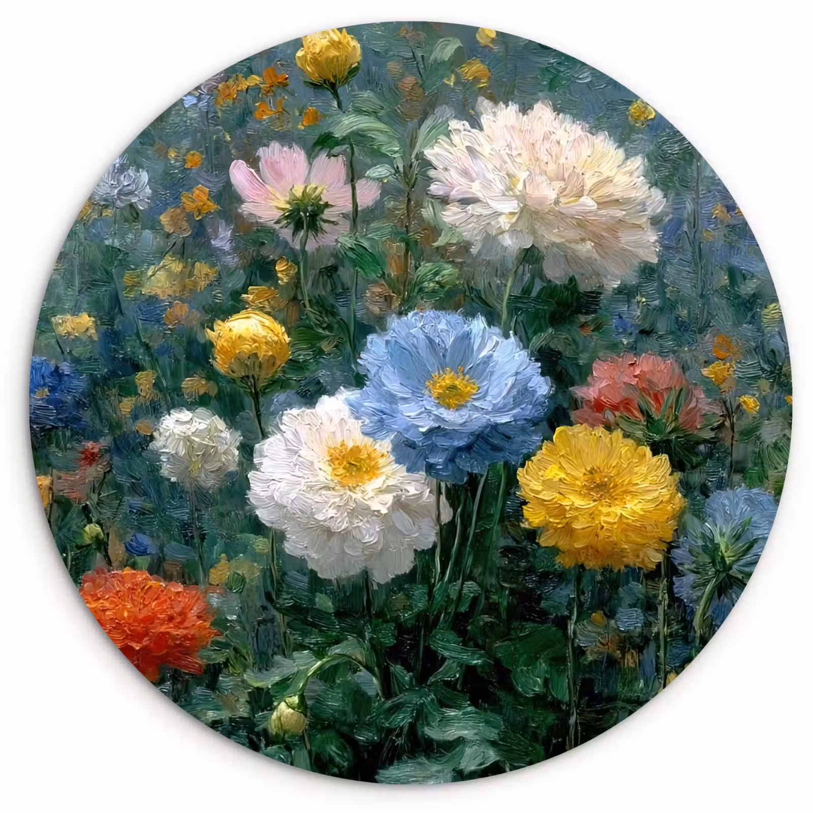 Muurcirkel glas - Close-up - Veld - Bloemen - Kleurrijk — 1