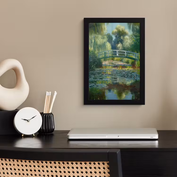 Poster met lijst - Brug - Hout - Vijver - Waterlelies — 2