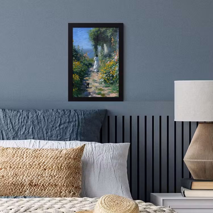 Poster met lijst - Kat - Vrouw - Bloemen - Huis — 3