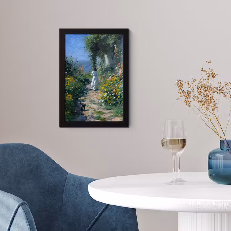Poster met lijst - Kat - Vrouw - Bloemen - Huis — 4