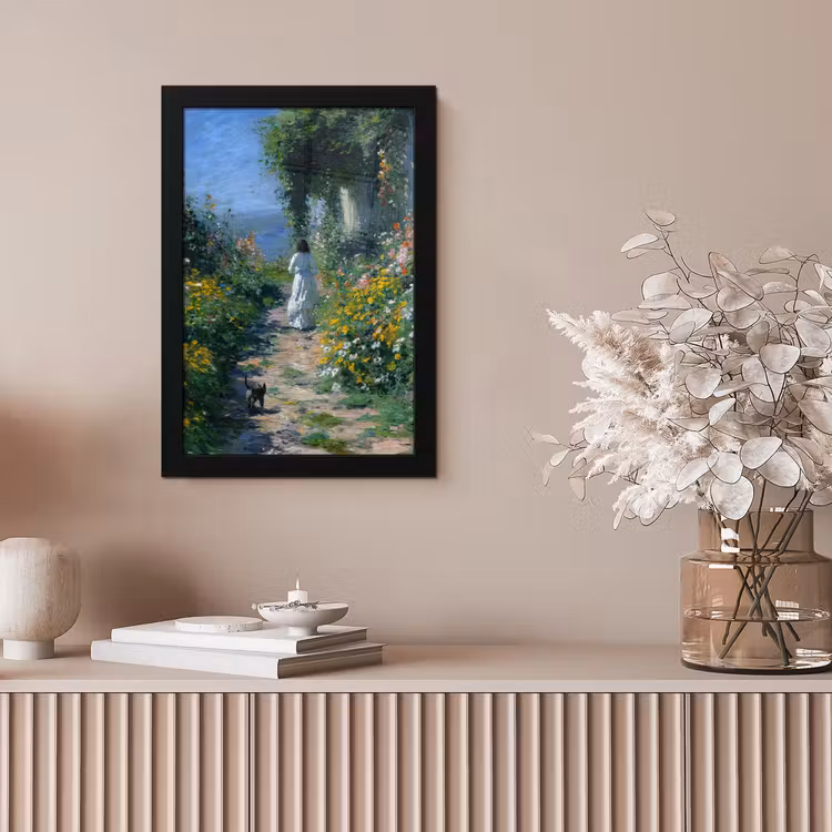 Poster met lijst - Kat - Vrouw - Bloemen - Huis — 5