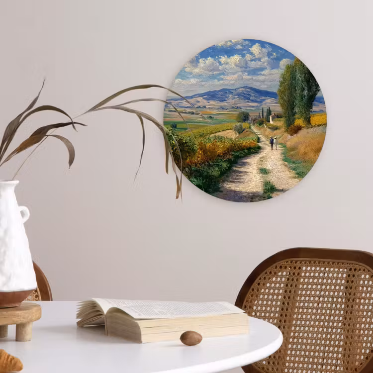 Muurcirkel glas - Mensen - Wandelen - Zandpad - Velden — 4