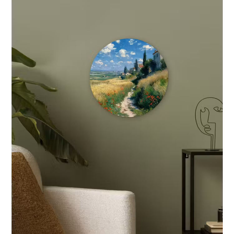 Muurcirkel glas - Zandpad - Huis - Bomen - Grasveld — 3