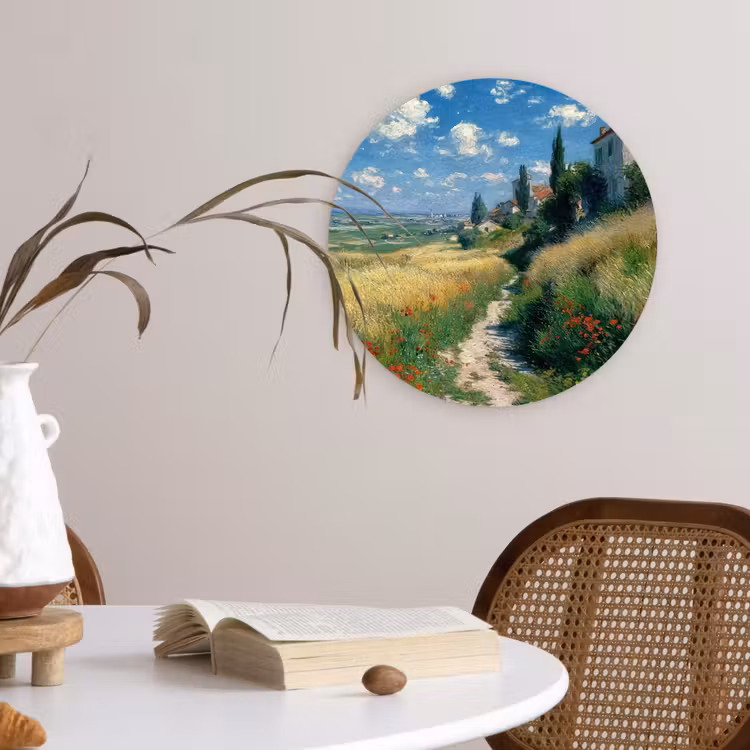 Muurcirkel glas - Zandpad - Huis - Bomen - Grasveld — 4