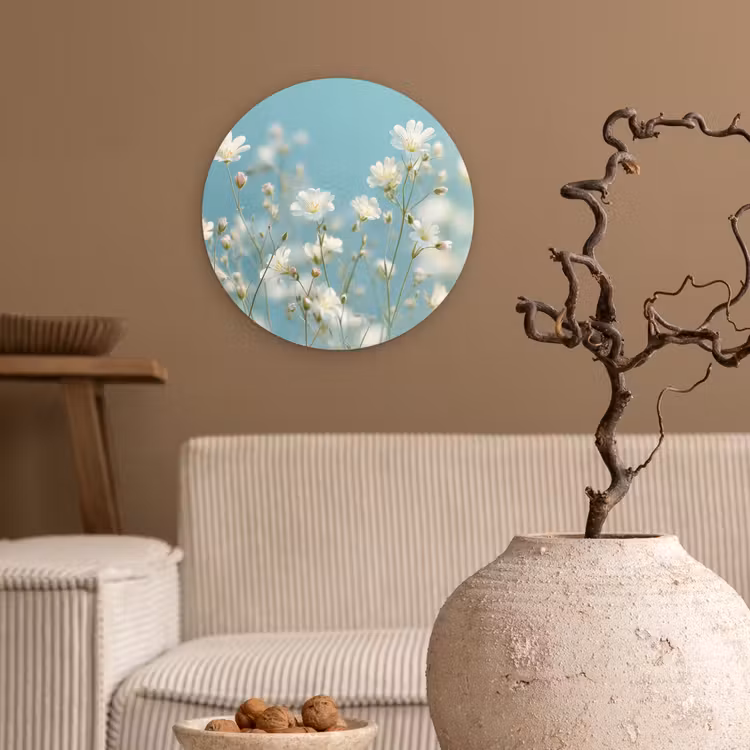 Muurcirkel glas - Stengels - Bloemen - Lucht - Wit — 2