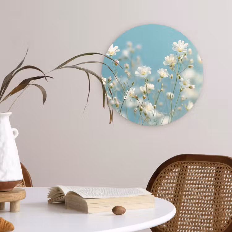 Muurcirkel glas - Stengels - Bloemen - Lucht - Wit — 4