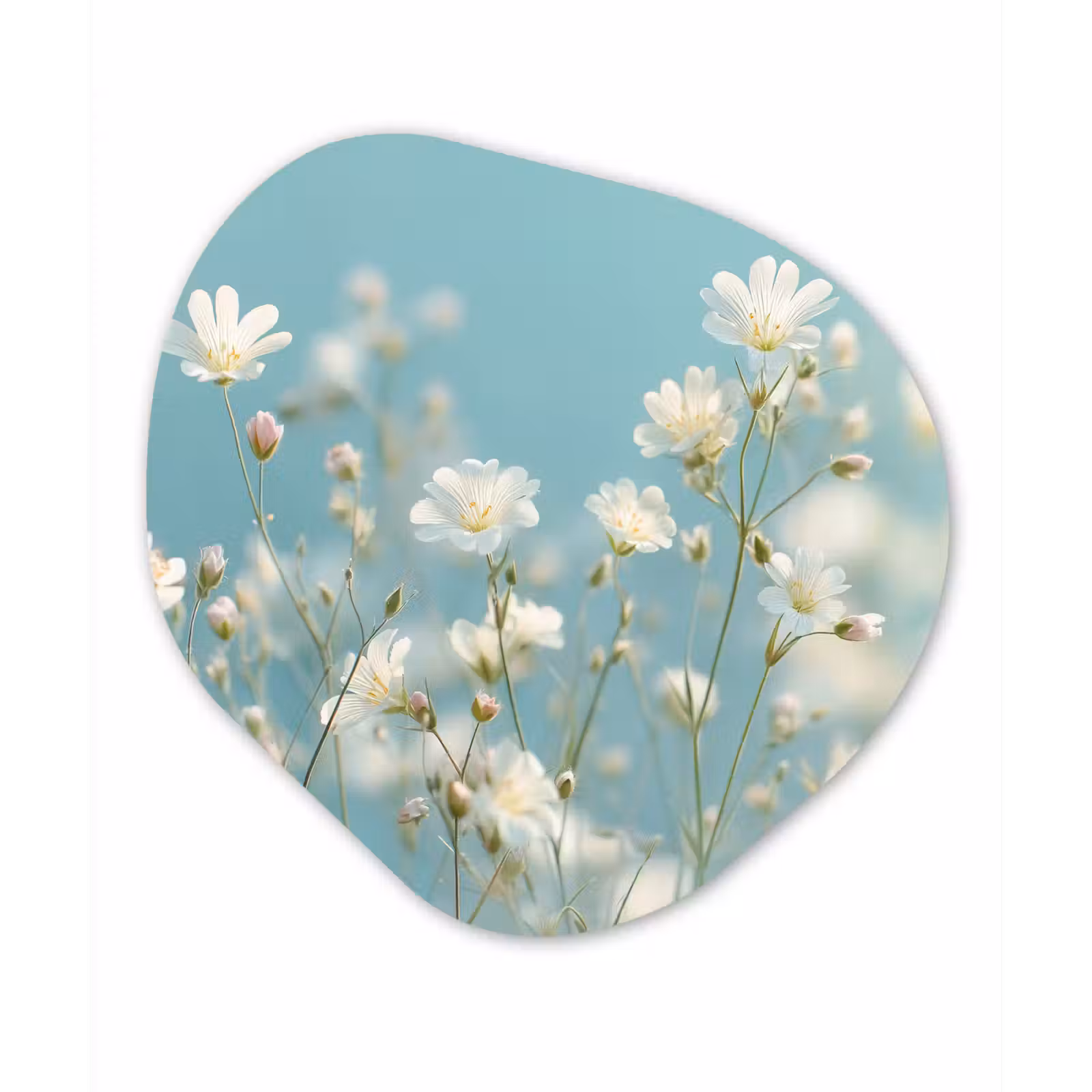 Organisch schilderij - Glas - Stengels - Bloemen - Lucht - Wit — 1