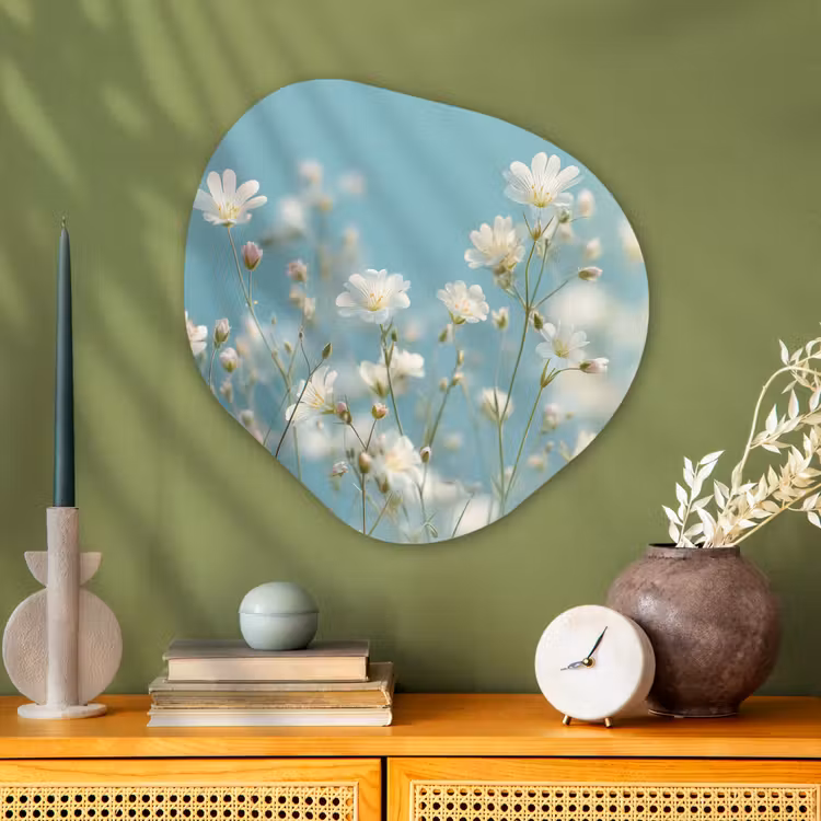 Organisch schilderij - Glas - Stengels - Bloemen - Lucht - Wit — 2