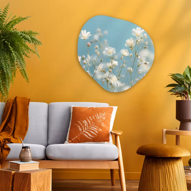 Organisch schilderij - Glas - Stengels - Bloemen - Lucht - Wit — 3