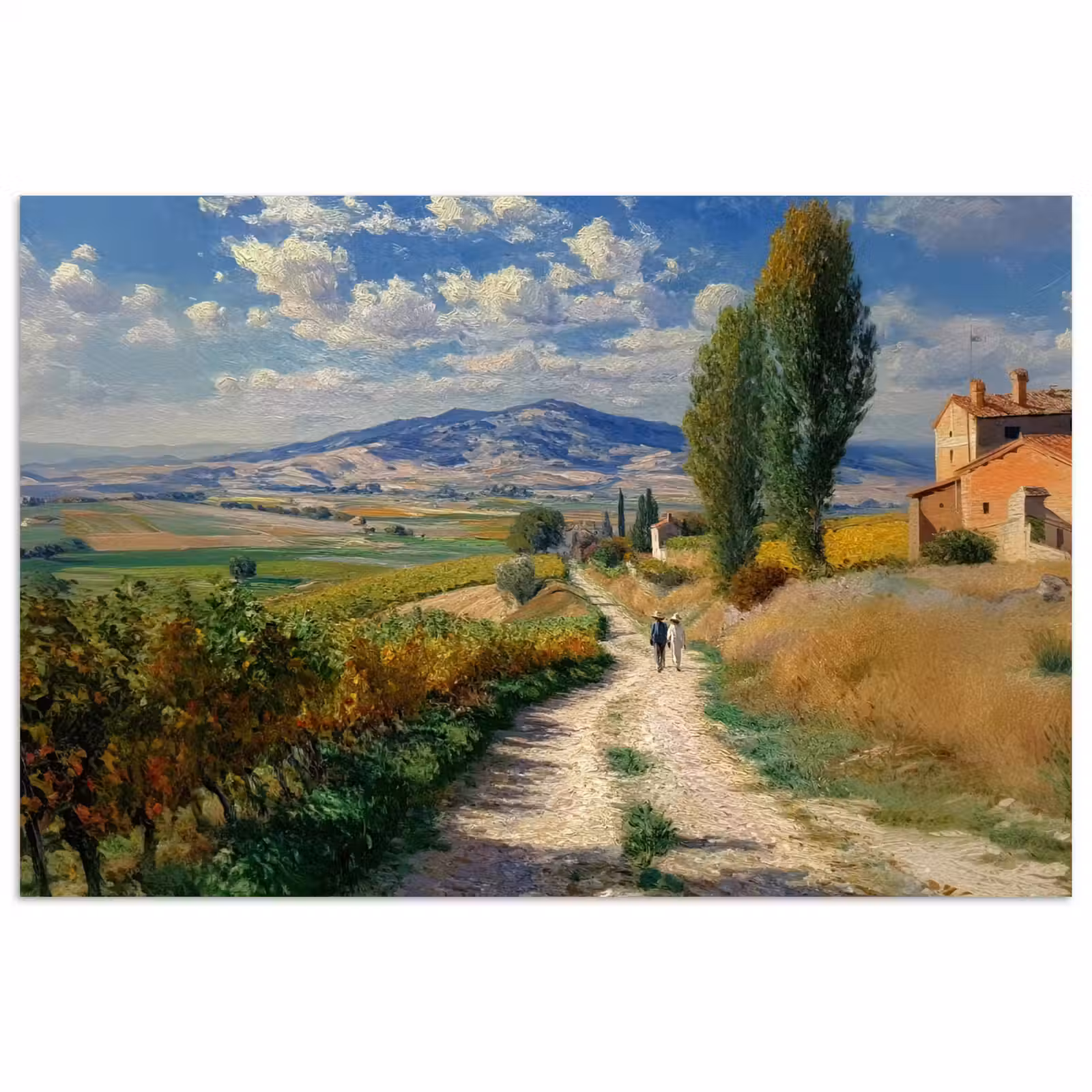 Poster – Mensen - Wandelen - Zandpad - Velden — 1