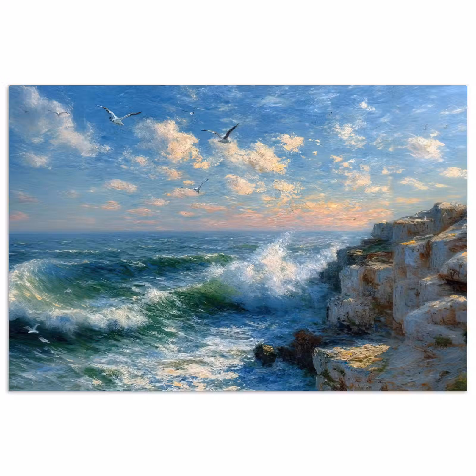 Poster – Zee - Golven - Rotsen - Meeuwen — 1