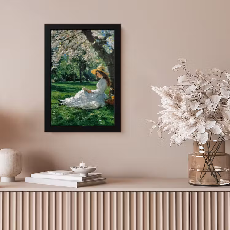 Poster met lijst - Vrouw - Boom - Boek - Mandje — 5