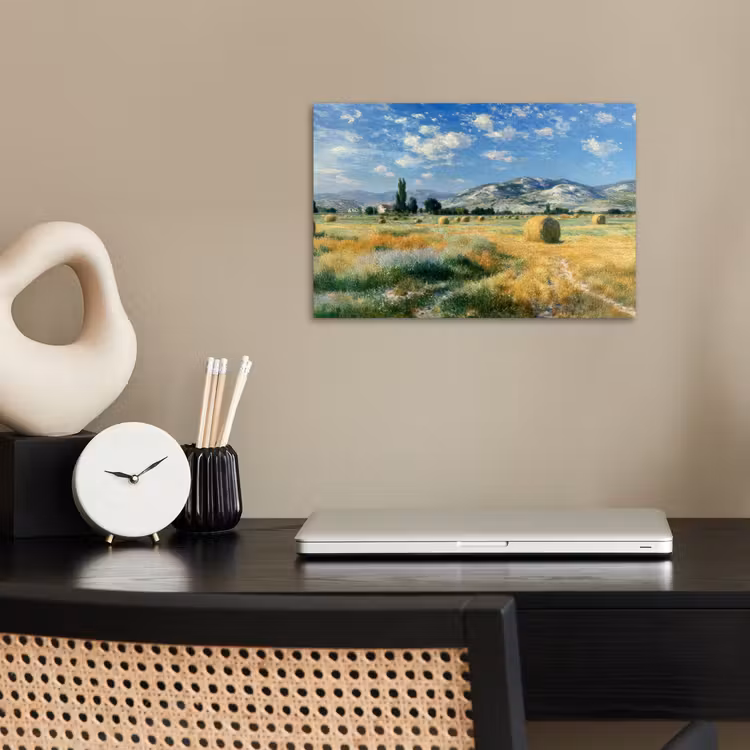 Poster – Landschap - Strobalen - Bergen - Wolken — 2