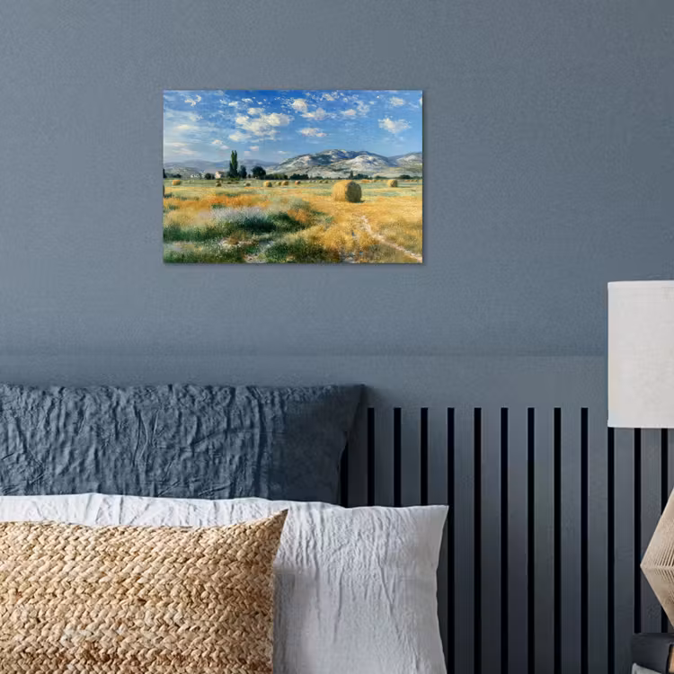 Poster – Landschap - Strobalen - Bergen - Wolken — 3