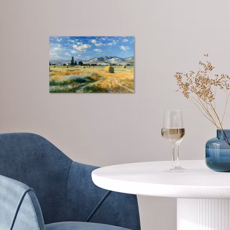 Poster – Landschap - Strobalen - Bergen - Wolken — 4