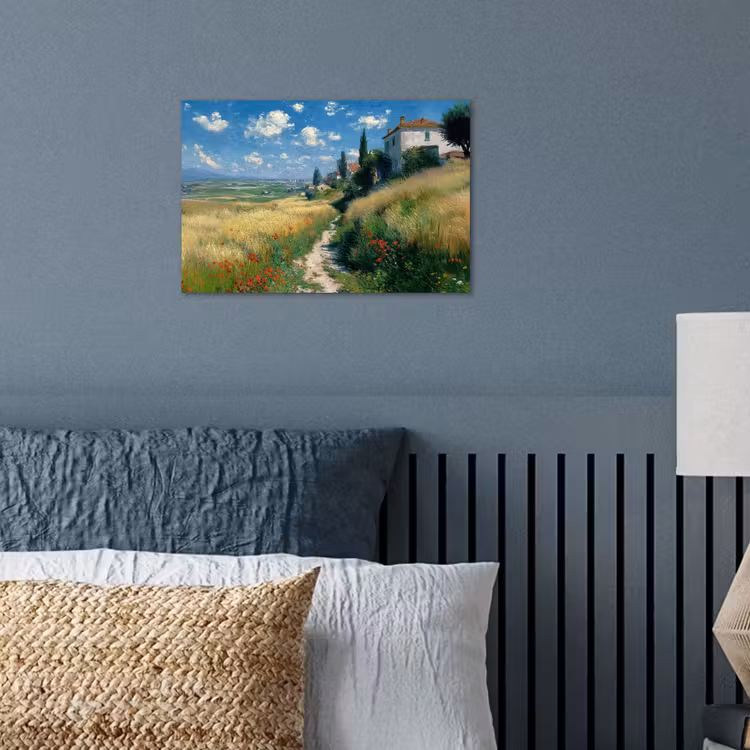 Poster – Zandpad - Huis - Bomen - Grasveld — 3