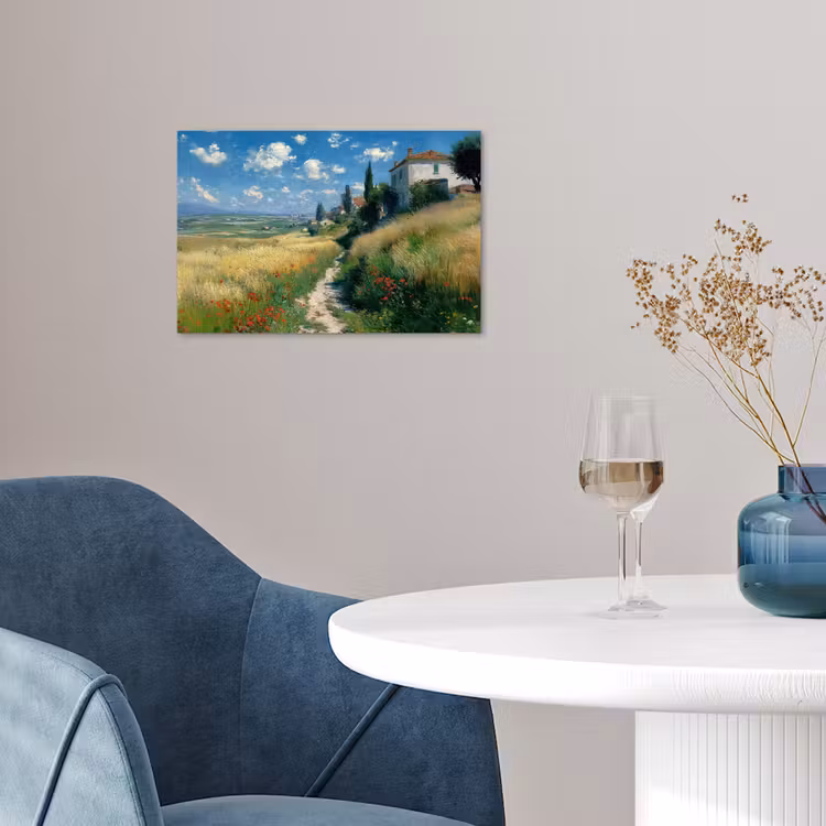 Poster – Zandpad - Huis - Bomen - Grasveld — 4