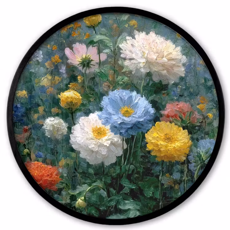 Fotolijst rond zonder passe partout - Close-up - Veld - Bloemen - Kleurrijk — 1
