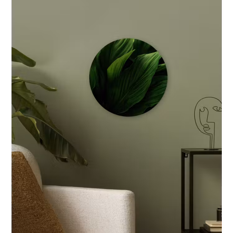 Muurcirkel glas - Bladeren - Schaduw - Groen - Textuur — 3